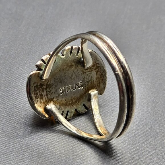 VTG Sterling Silver Amber Ring Size 8.5 Split Shank 3.34g Sliced Accents Poland - Picture 4 of 12